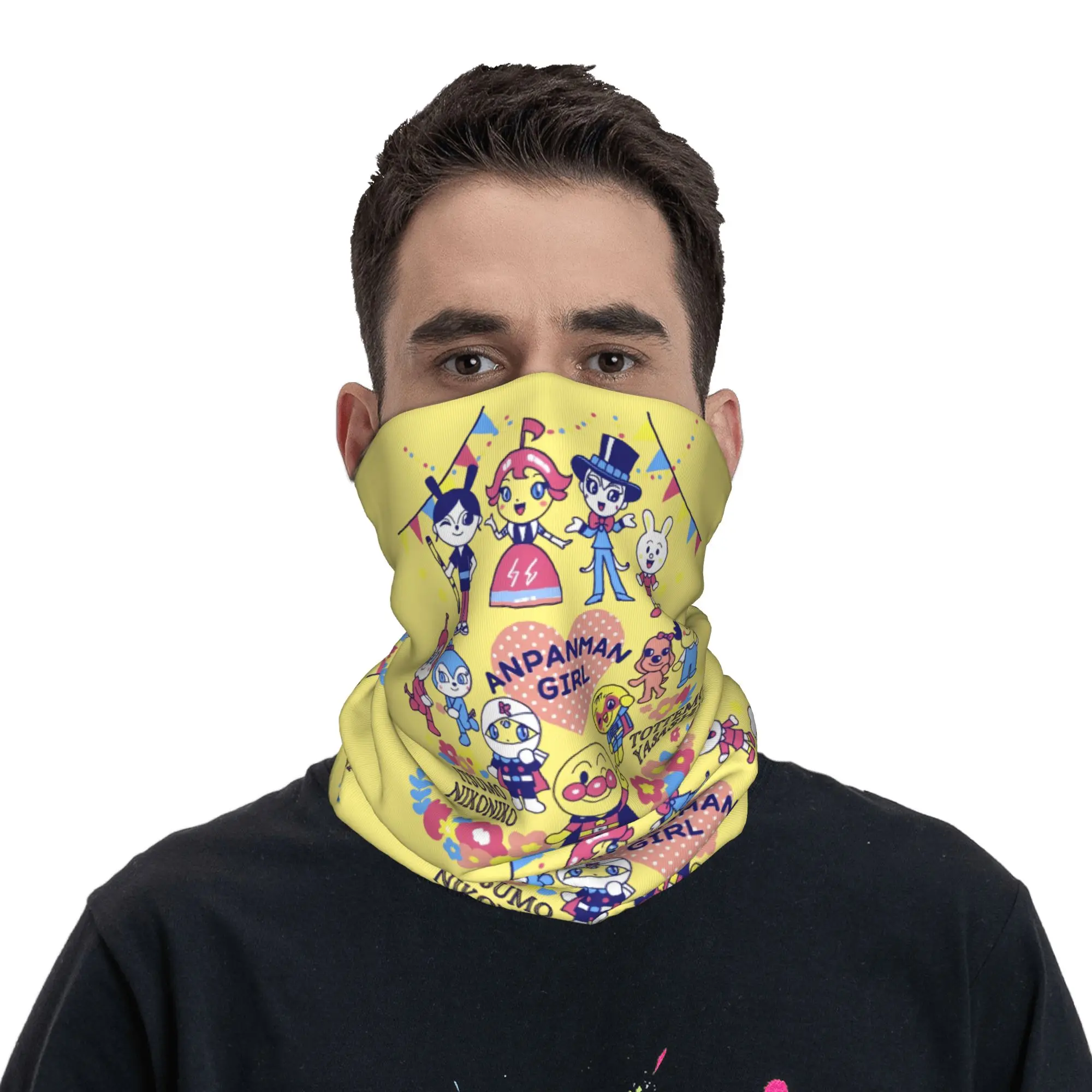 Cartoon Anpanman  Bandana Neck Gaiter for Ski Camping Men Women Wrap Scarf Anime Superhero  Balaclava Warmer