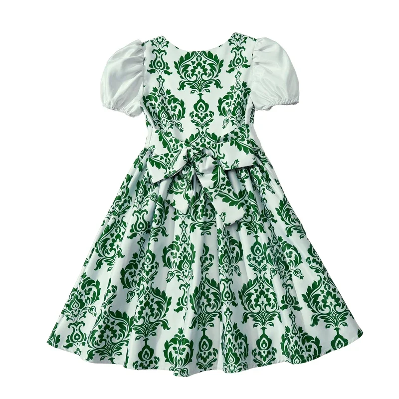 Movie The Sound of Music Cosplay Costume Children Girls' Green Floral Dress Role Play Haloween Stage Performance Outfits