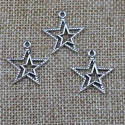 20pcs 23*21mm Star Pentagram Charm Pendant Silver Color Pendants Antique Jewelry Making DIY Handmade Craft