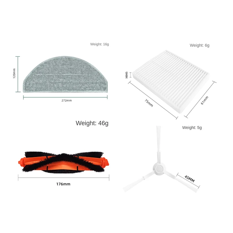 22 قطعة مجموعة الملحقات لشاومي روبوت فراغ E10 B112 / E12 استبدال أجزاء فرشاة جانبية رئيسية فلتر Hepa ممسحة القماش