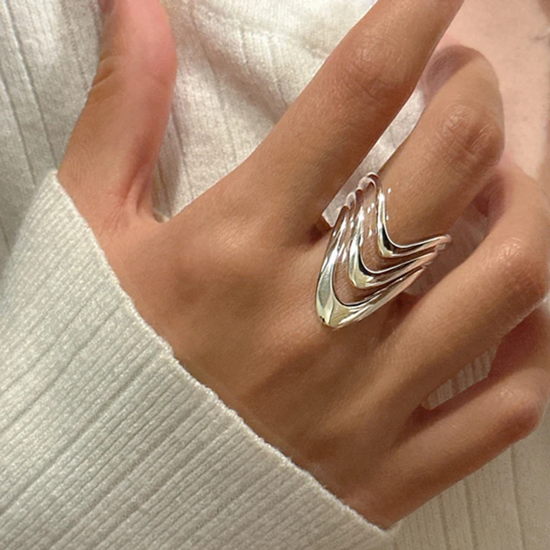 Women's 925 Sterling Silver Minimalist Adjustable Ring, Handmade