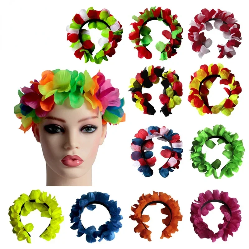 20pcs Party Petal Headband Stage Performance Headwear Hawaiian Beach Holiday Hairbands Party Favors Wedding Festival