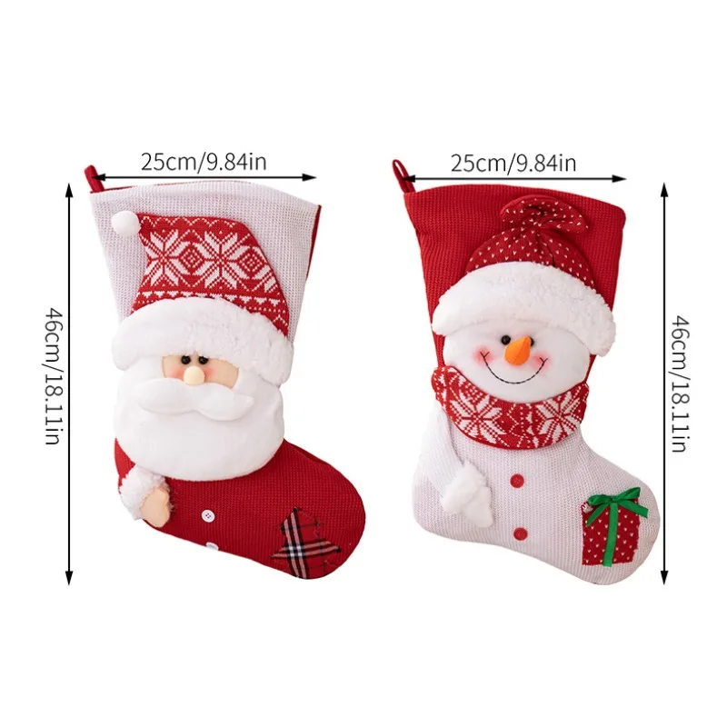 Nova moda natal high-end malha meias de natal velho forma saco de presente meias grandes presente do feriado meias de malha boneco de neve