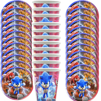 60pcs/lot Sonic  Theme Boys Kids Favors Cups Plates Happy Birthday Party Tableware Set Decorations Events Supplies