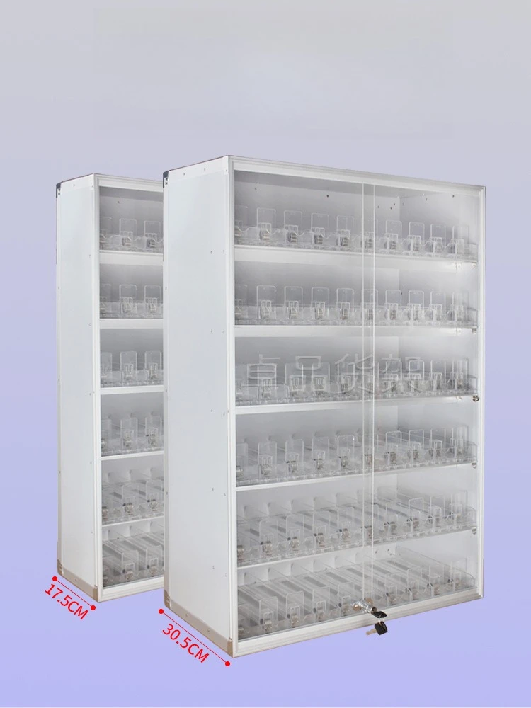 

Convenience store with door, shelves, wall-mounted supermarket cabinets, display shelves