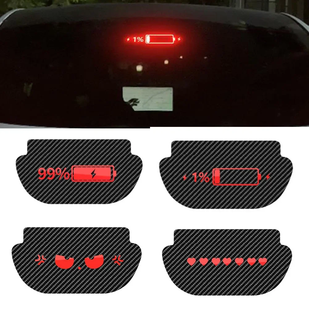 Car High Mounted Brake Lamp Carbon Car Brake Projection Board PVC Soft Decal Top Tail Light Emblem Stickers For Tesla Model Y