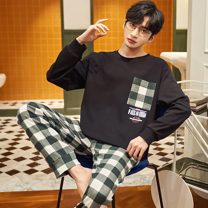 

Man Clothing Man Pajama Set Youth Suit Sportswear Male Shirts Y2K Large Sleepwear Casual Wear Homewear T-Shirts Pants Wholesale