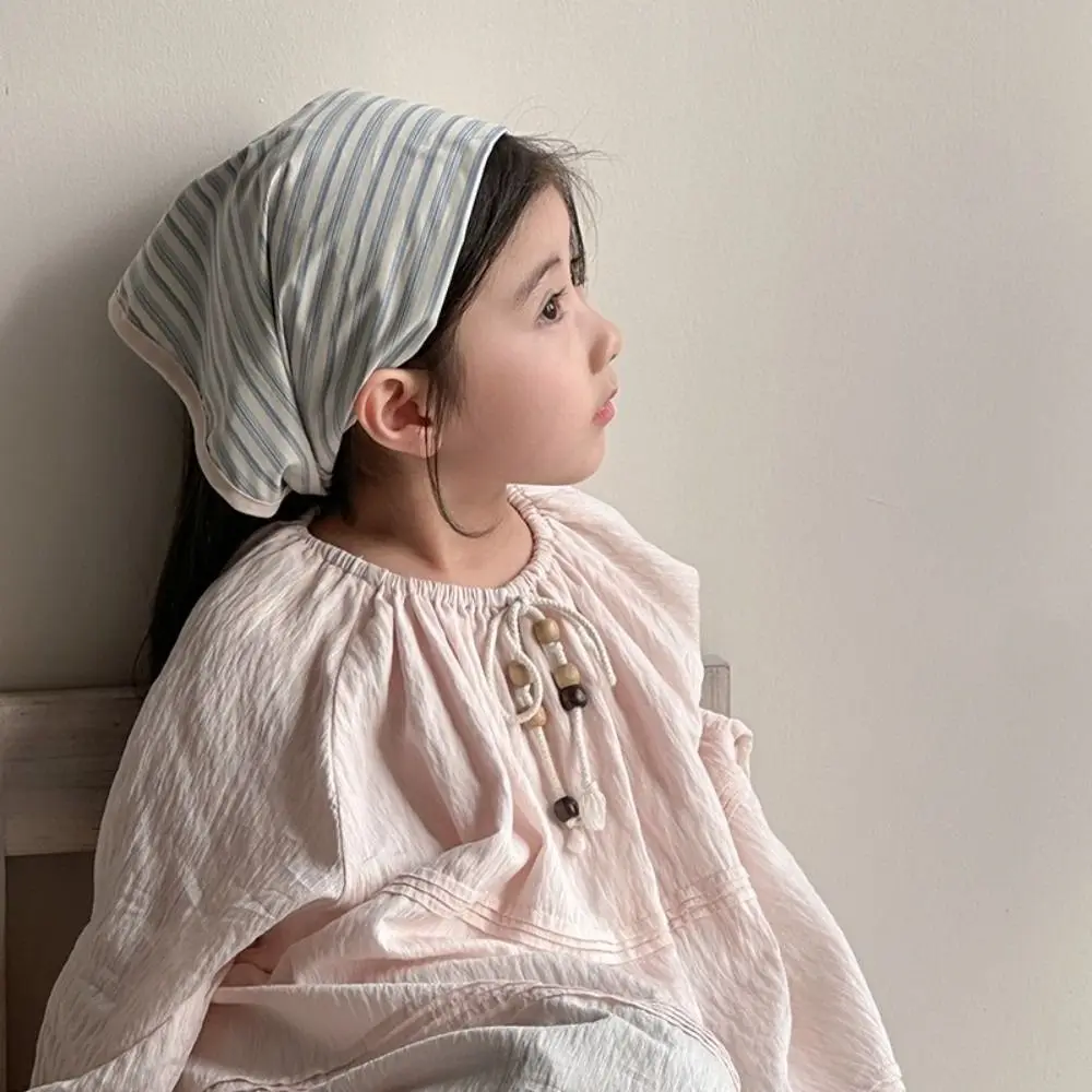 Retro Korean Children's Scarf Plaid Sweet Triangle Bandana Striped Boys Girls Waist Scarf Spring Autumn