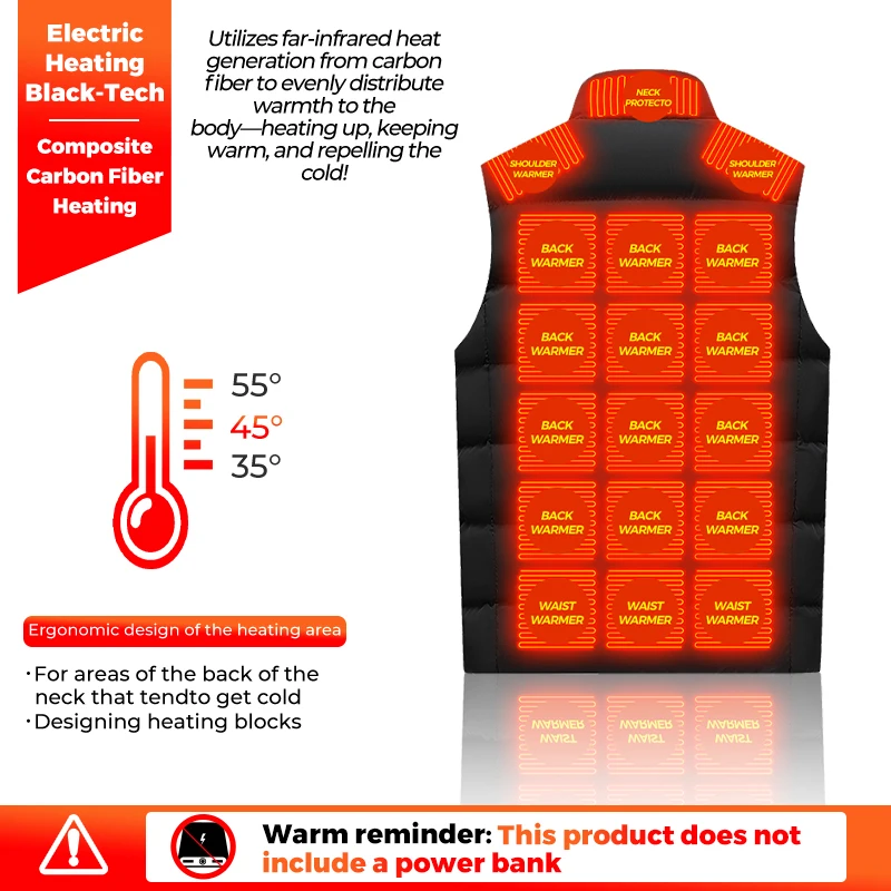 Smart Heated Vest 26 Zones Windproof Stand Collar Warm Waistcoat Inner Layer For Men Women Daily Commute Fishing Hunting Gear
