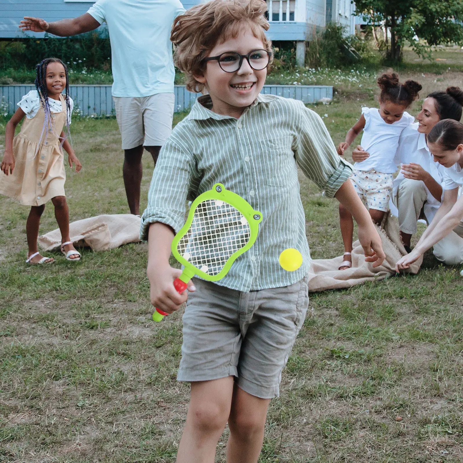 

Набор детских теннисных ракеток: 1 комплект, разноцветные пластиковые ракетки для игры в помещении, для детей 3-10 лет