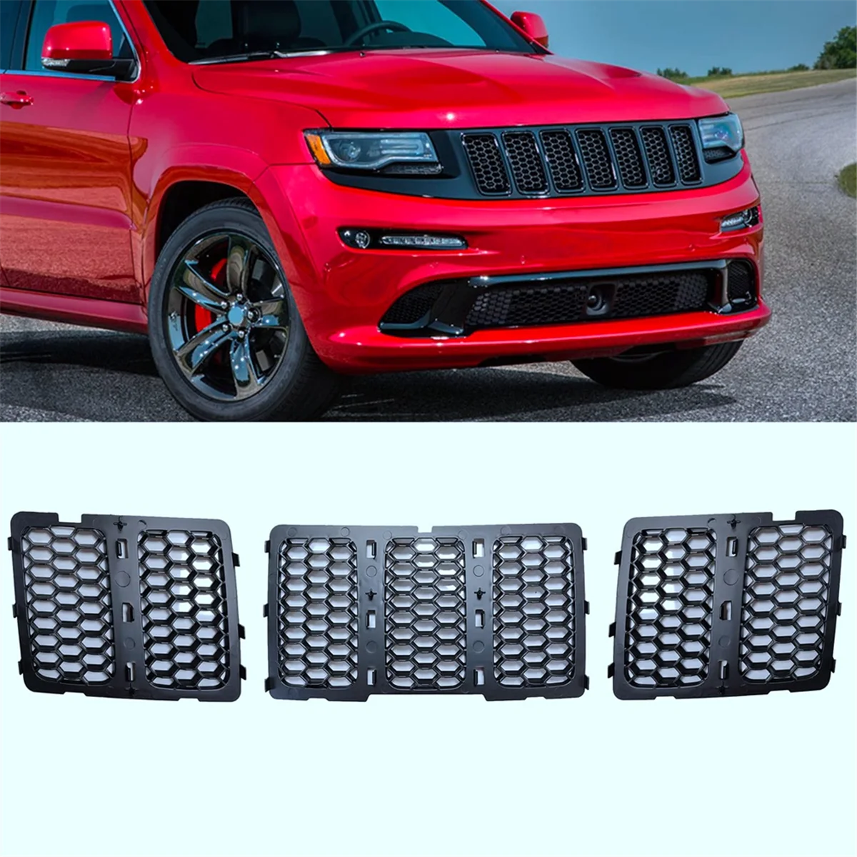 Car Front Grille Insert Decorative Mesh Kit for Jeep Grand Cherokee 2014-2016 Insect Screen