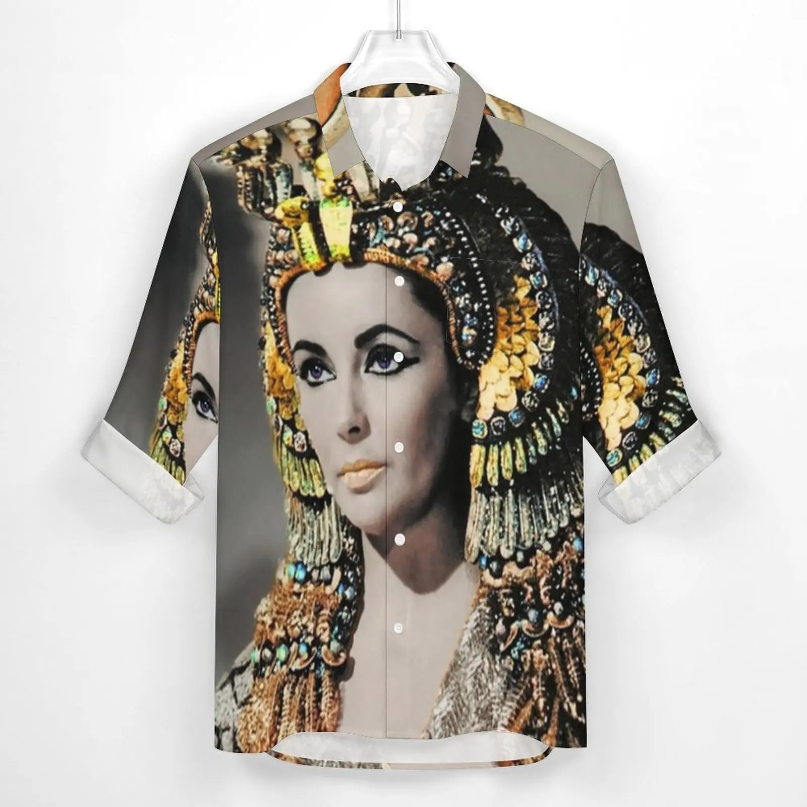 Egypt Queen Casual Shirts Men Elizabeth Taylor Shirt Long Sleeve Fashion Y2K Blouses Spring Design Clothes Big Size 3XL 4XL