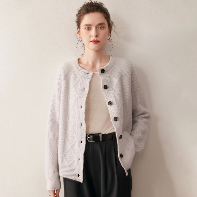 النساء 100% سترة الكشمير المعنقة س الرقبة تويست زهرة سميكة فضفاضة سترة تريكو أسلوب بسيط الخريف الشتاء الكشمير تريكو لينة القمم