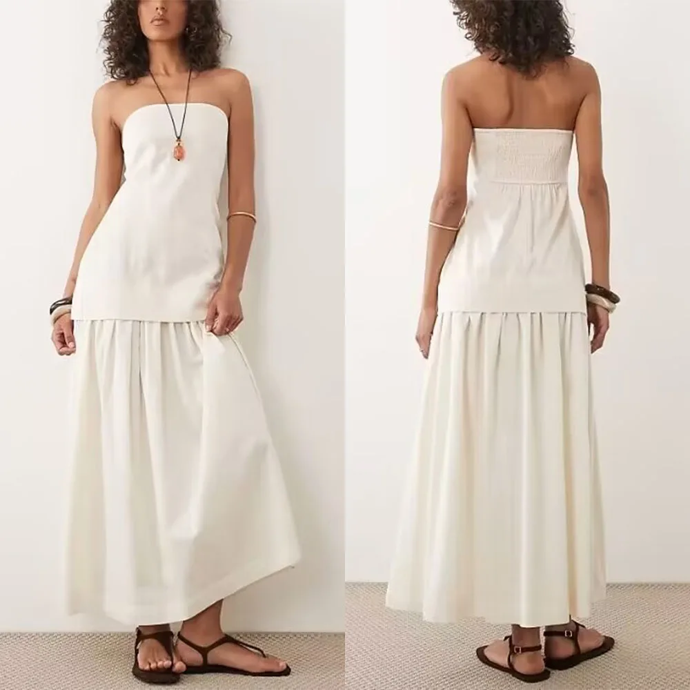 

High Quality Customized Strapless Ankle Length Backless Sleeveless A-line Robe Pour Mariage Invité Ballkleider فساتين السهرة