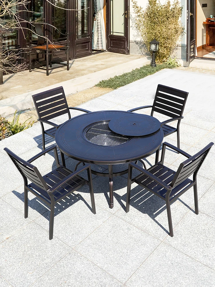 Charcoal barbecue tables and chairs, courtyard open-air garden, leisure tables and chairs, commercial outdoor