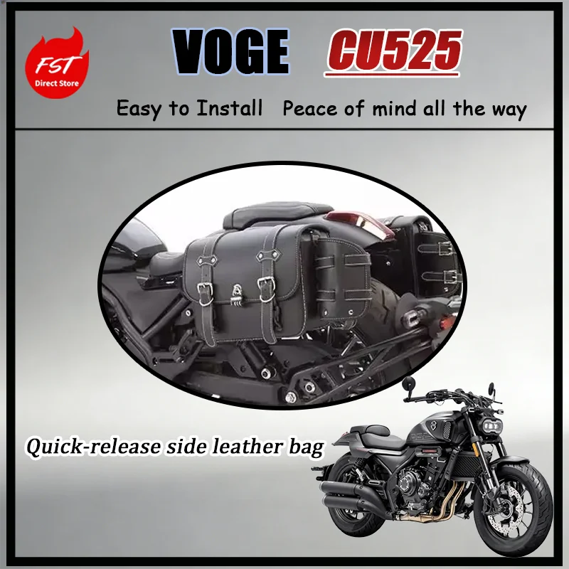 For Voge CU525 Waterproof Leather Saddle Bags with Quick-Release Anti-Theft Locking System Large Capacity Touring Side Bags