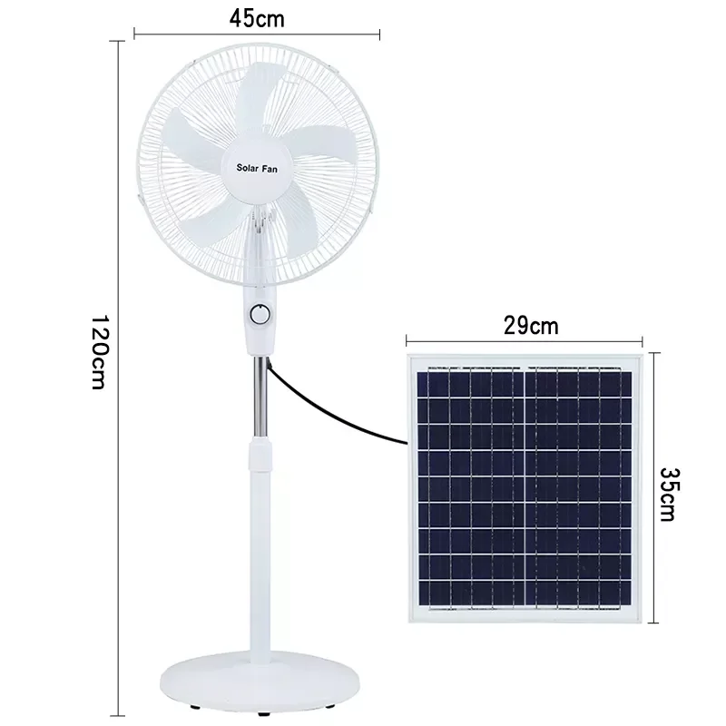 

Head Shaking Outdoor Fan with Solar Power Auto Fan 16 Inch High Speed Rechargeable