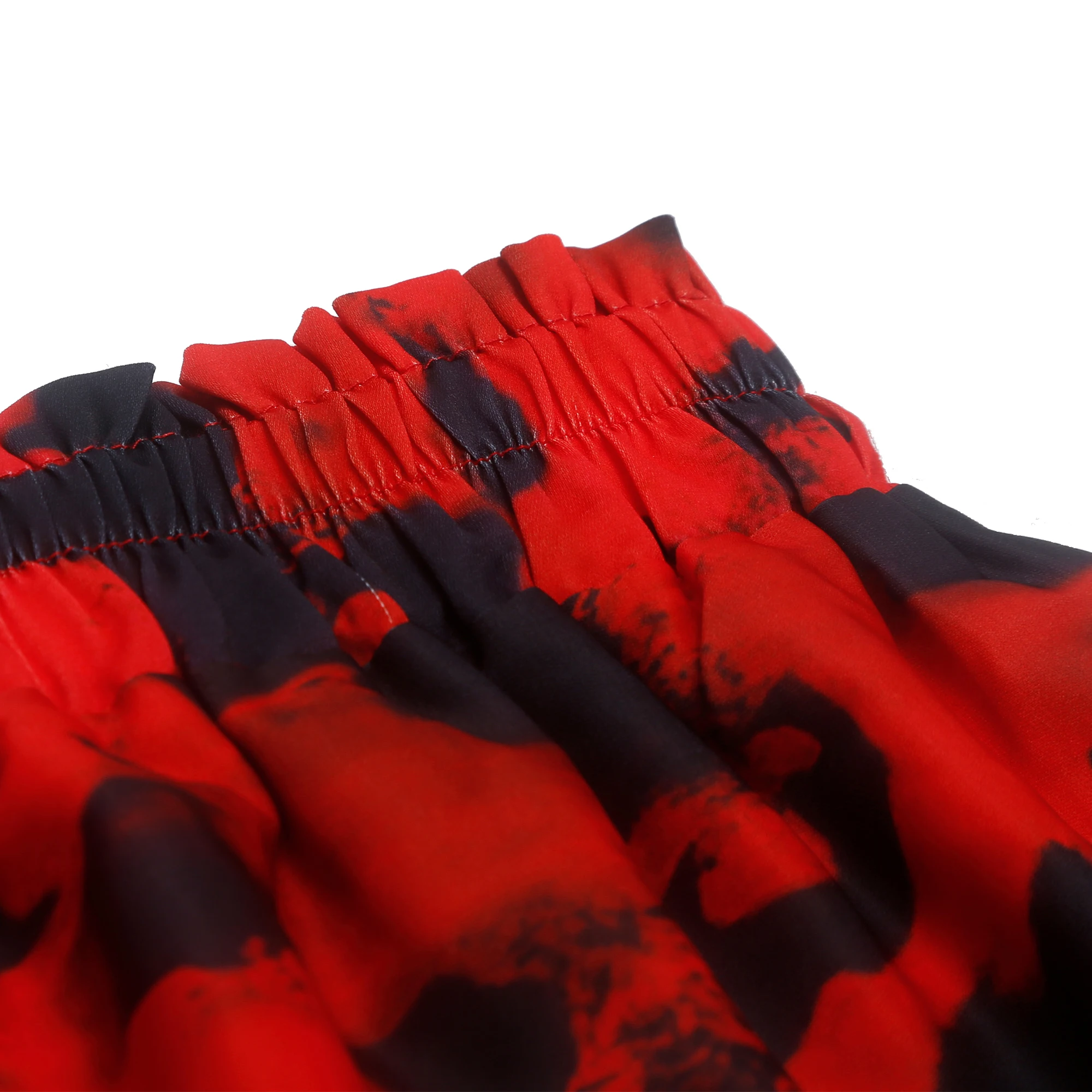CHCH Women's Half length Skirt Summer Retro Red Printed Irregular Long Skirt Fashion Commuter Cake Skirt