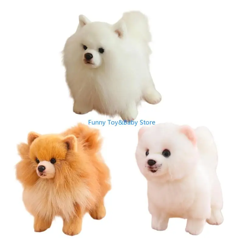 

Realistic Pomeranian Plush Toy with Life Like Design for Children Play Companion Gift Room Decoration Cuddle Puppy Toy C90B