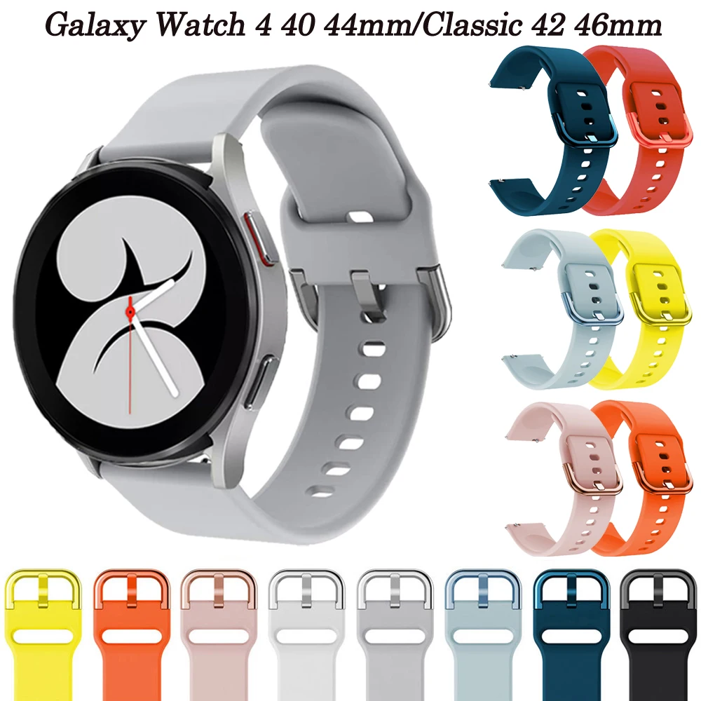 

20MM Sport Silicone Smartwatch Wrist Strap For Samsung Galaxy Watch4 44 40mm Watchbands Bracelet Galaxy Watch 4 Classic 46 42mm