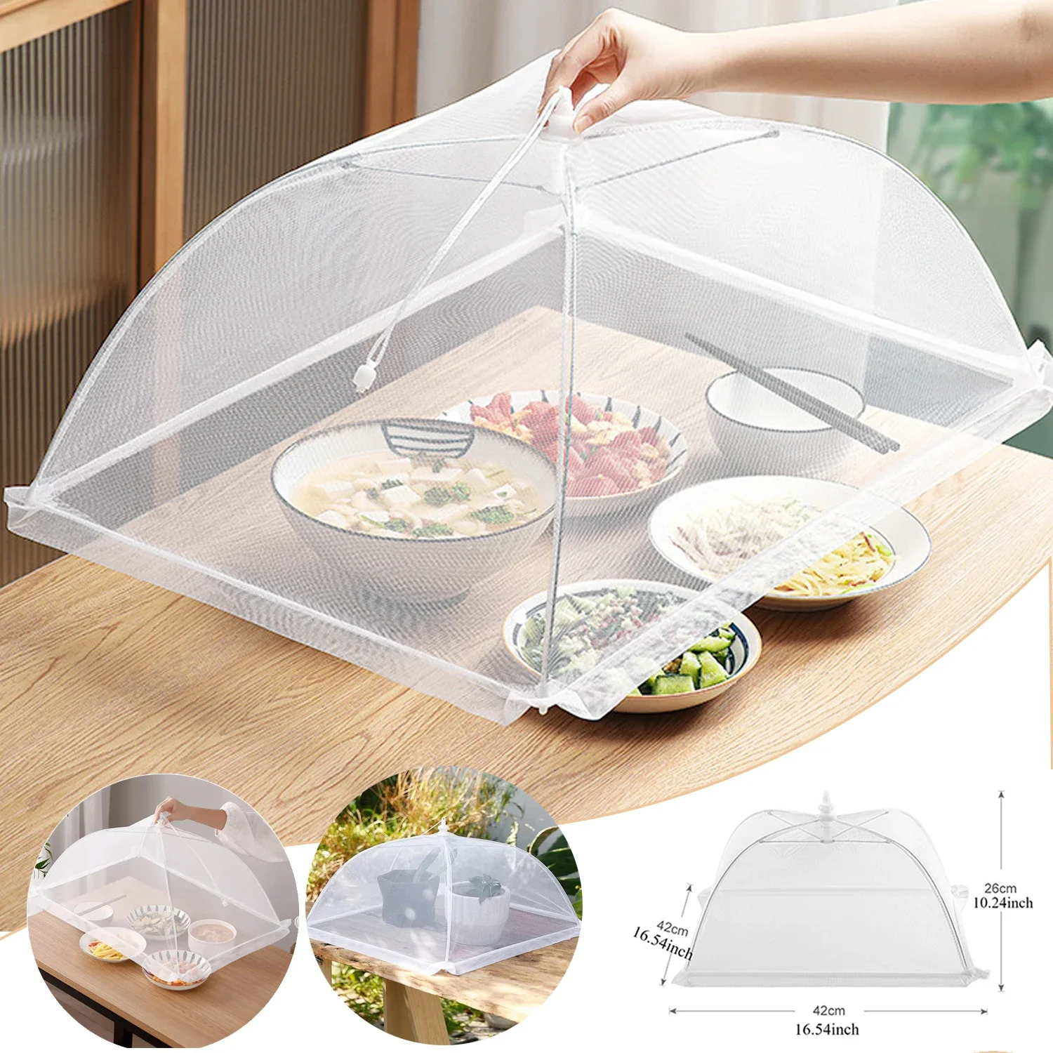 

1PC 2 StyleFolding Mesh Washable Flies Tables Cover Protective Dish Covers Home Kitchen Storage Accessaries mason jar lids