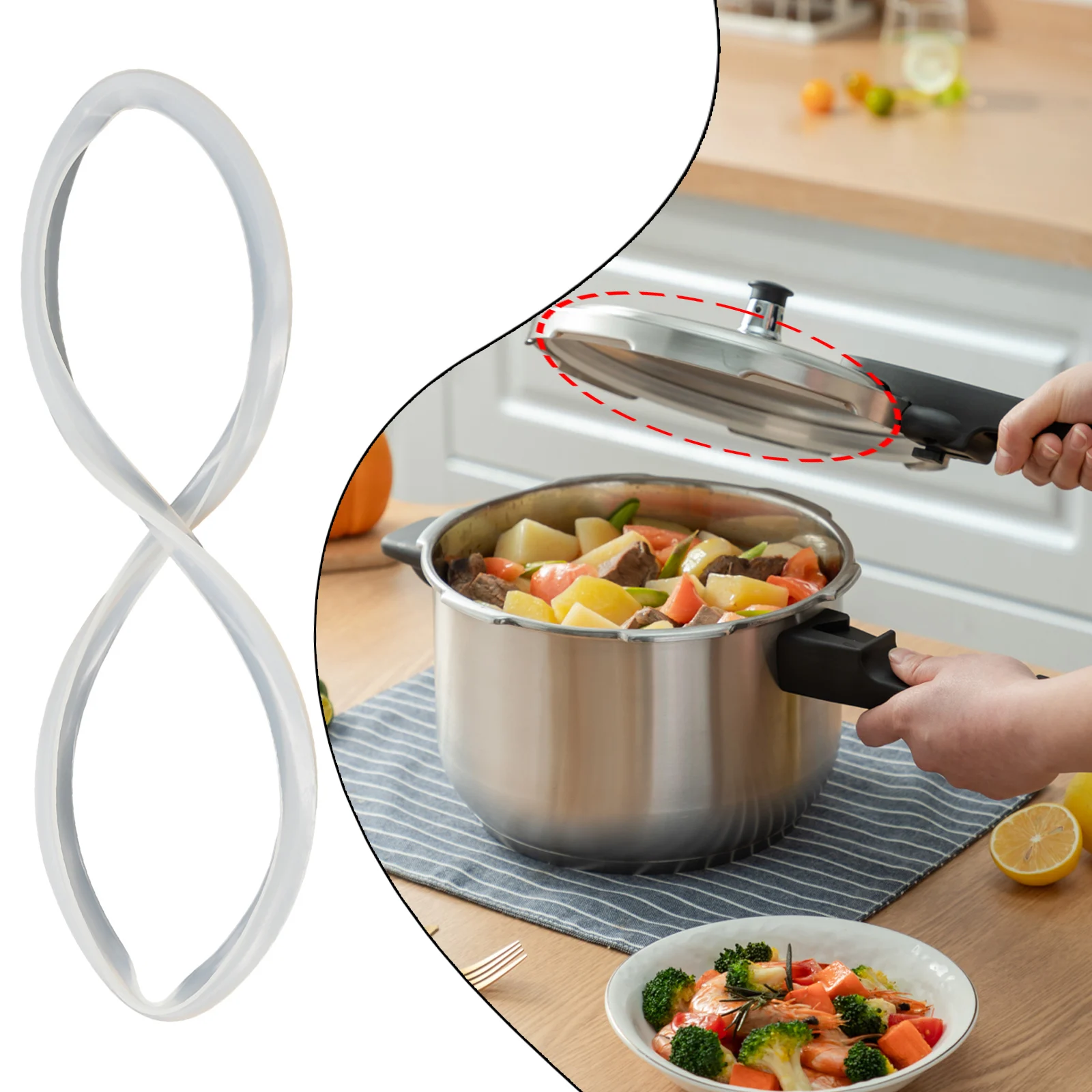 18–32 cm Silikon-Deckel-Dichtungsringe für Herd, Heim-Druckkochtopf-Dichtungsringe, transparente Gummi-Ersatzdichtung