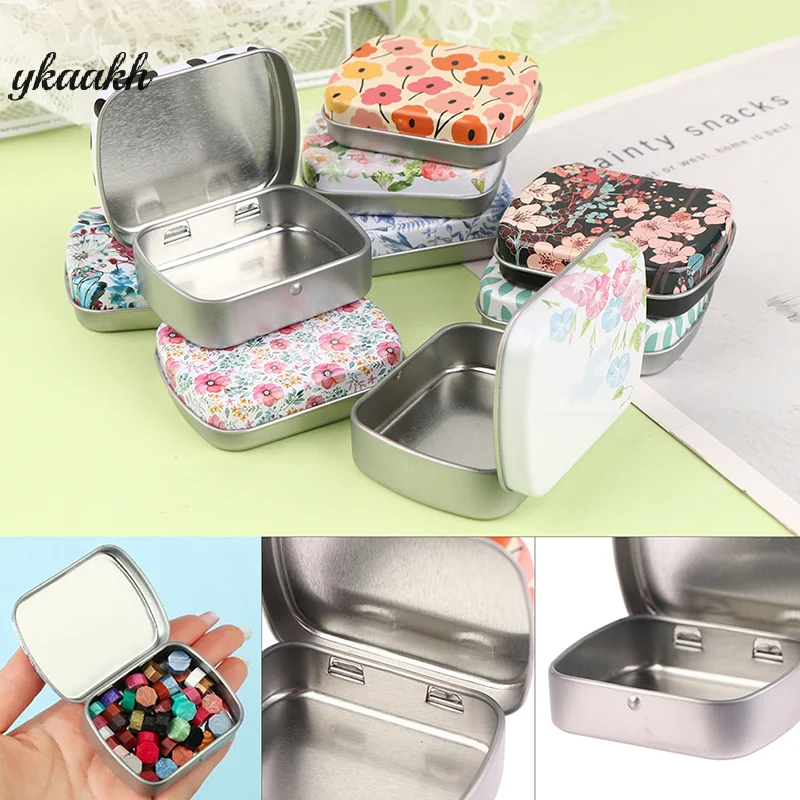 

Portable Mini Metal Hinged Tin Box with Lid Rectangular Container Small Storage Container Kit Candy Pill Cases forHome Organizer