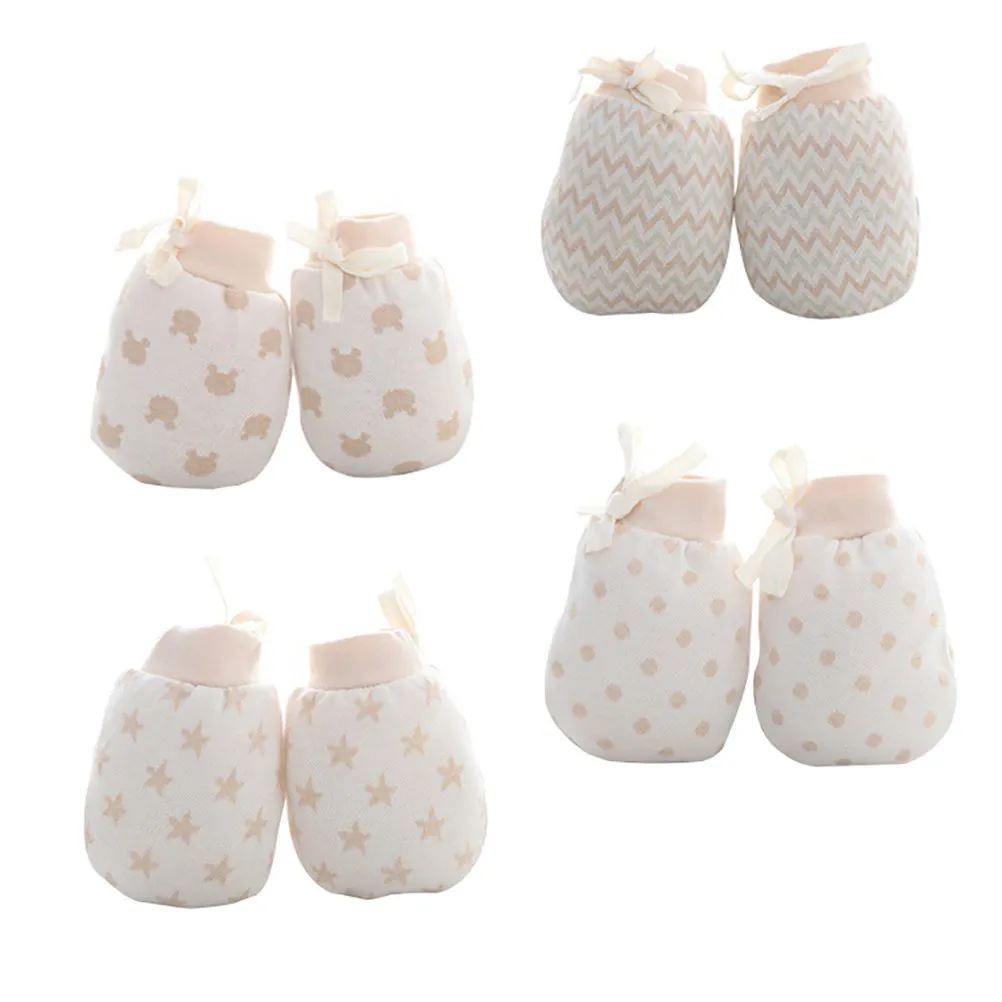 

4 Pairs Baby Anti-Scratch Mittens Newborn Soft Cotton Gloves Warm Infant Protection Gloves Adjustable Gentle Elastic