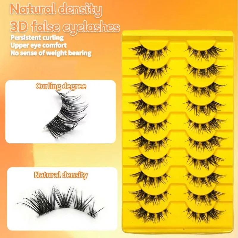 10 paar natuurlijke pluizige wimpers met staartvezels, geschikt voor dagelijks make-up