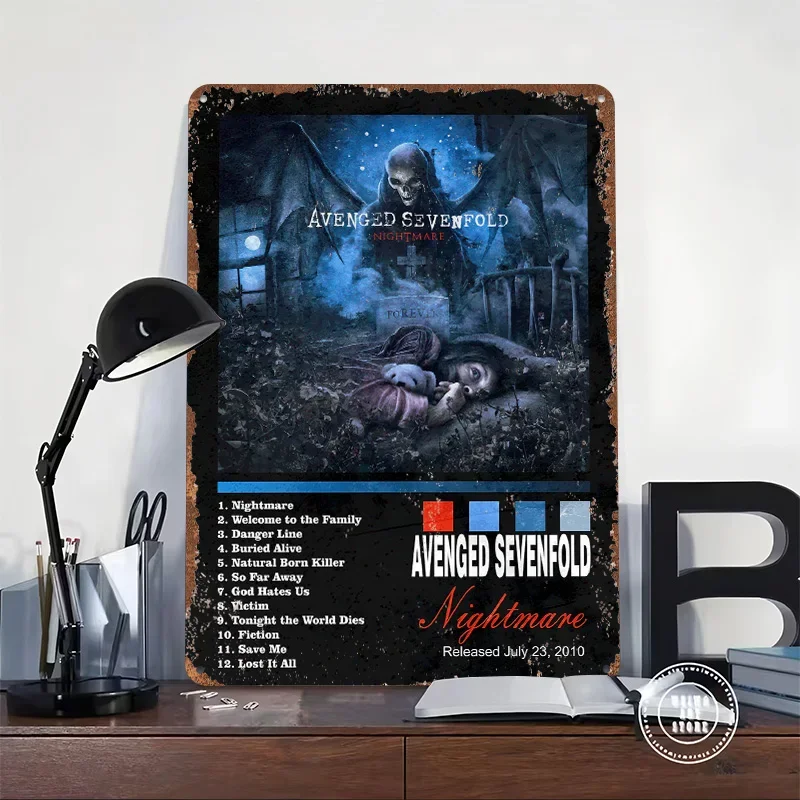 Avenged Sevenfold Nightmare Album Cover Printed Poster Customized Wall Art Retro Vintage Metal Tin Signs for Decoration Gaming