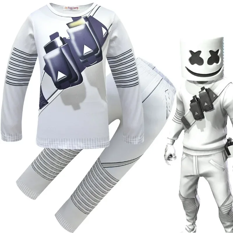 Costume cosplay per bambini Costume di Halloween per ragazzi Maschera per DJ Costumi interessanti Maschera LED Fortnites Suit Musica Costume da festa di Halloween