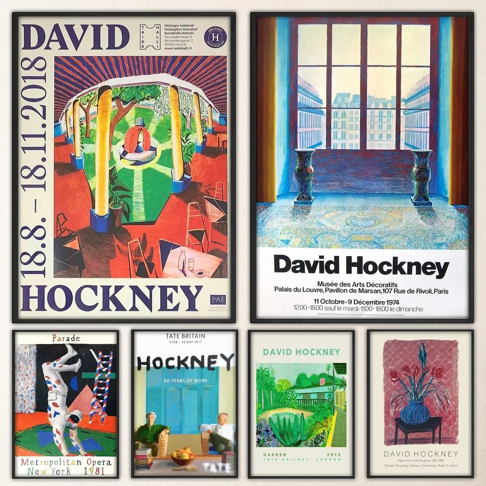 David Hockney art Exhibition Poster Prints Wall Painting Bedroom Living Room Wall Bar Restaurant Sticker Large