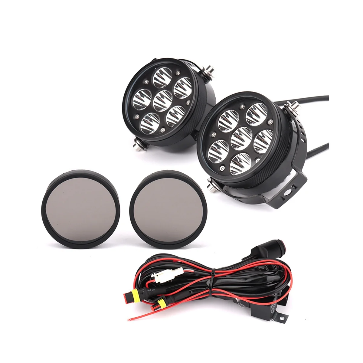 For R1200GS LC R1250GS F900R R9T Universal Motorcycle LED Auxiliary Headlight Fog Lights Spotlight, Black