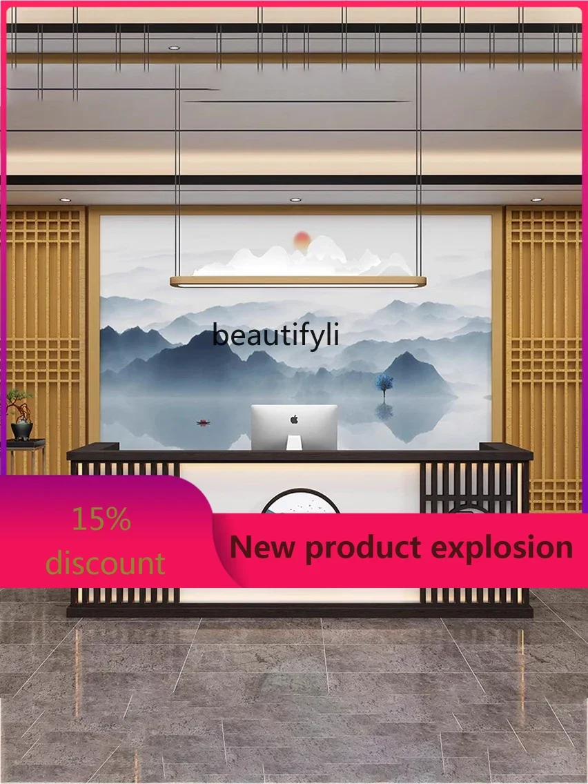 

zzGNew Chinese Cashier Bar Counter Foot Massage Shop Massage Room Front Desk Pavilion of Regimen Simple Beauty Salon Tea Shop