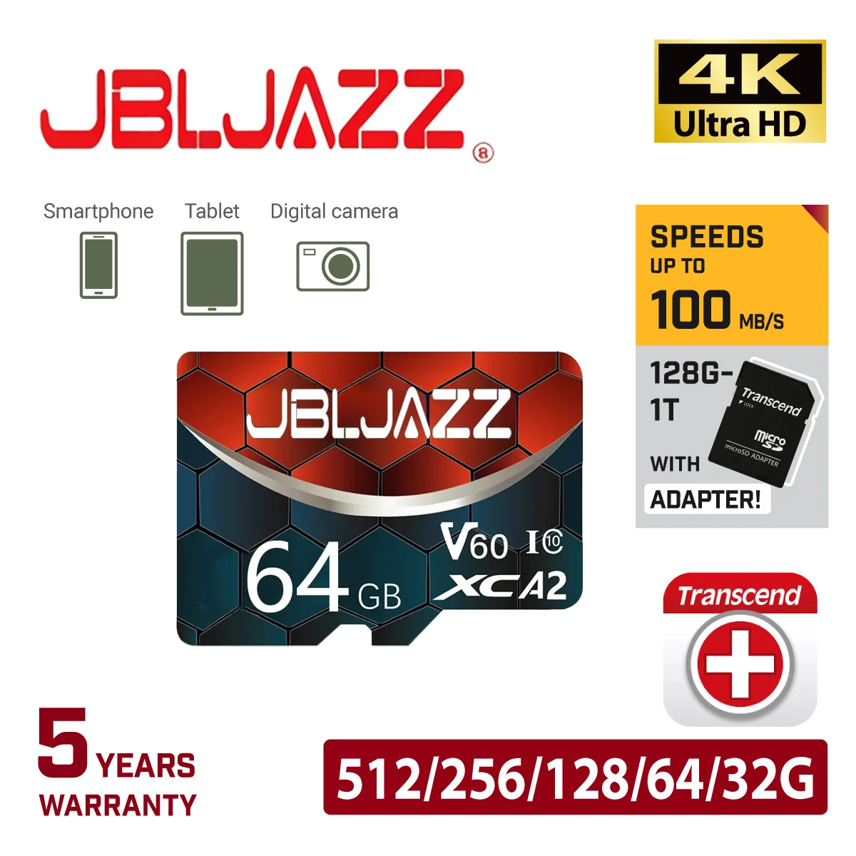 Tarjeta Micro SD Ultra TF de 128 GB, 64 GB, 256 GB - Tarjeta de Memoria Flash Mini SD TF para Teléfono, Compatibilidad Dual SD/TF, Cámara