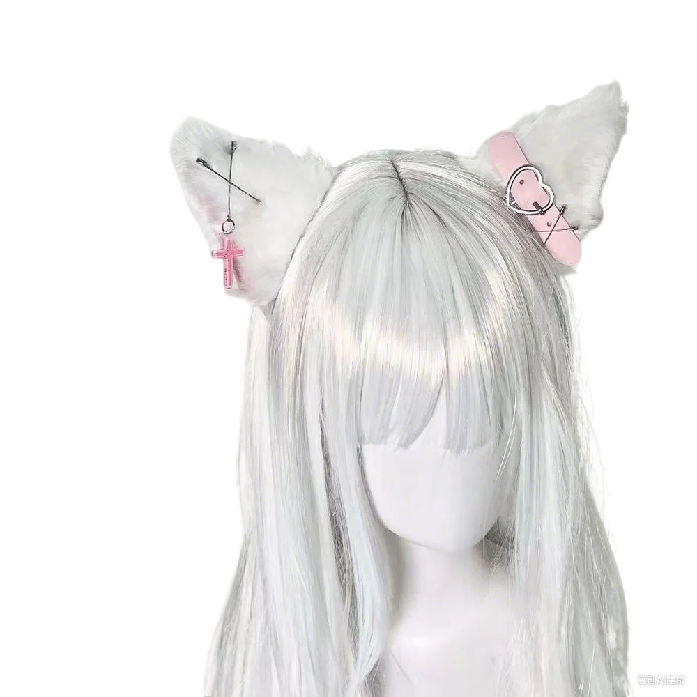 고양이 귀 머리핀 여성용 인조 모피 헤어 바레트 핑크 액세서리 푹신한 파티 용품 애니메이션 코스프레 Y2K 헤드웨어
