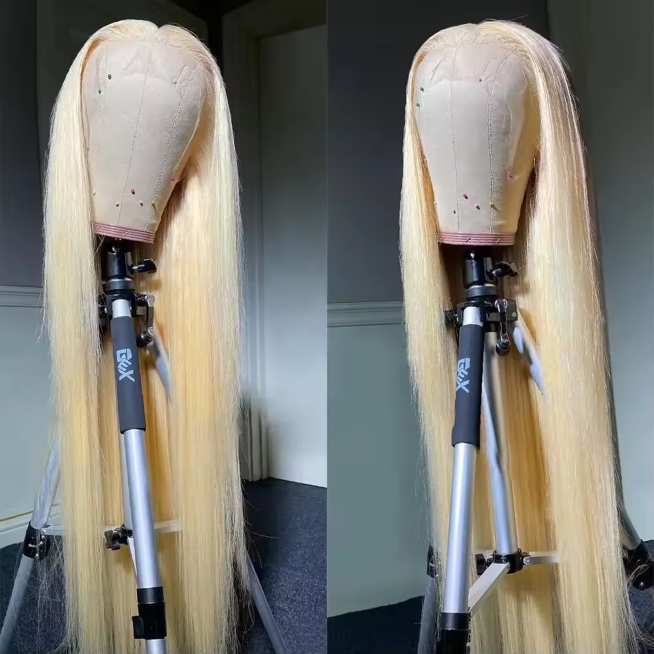 200 Density 13x6 HD Transparent Lace Front Wig 46 Inches 613 Blonde Straight Human Hair Wig For Women Human Hair