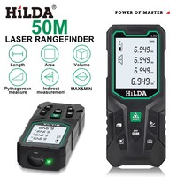 HILDA Laser Distance Meter Green Light 50m Rangefinder professional Range Finder Digital Tape Measure Ruler Test Tools