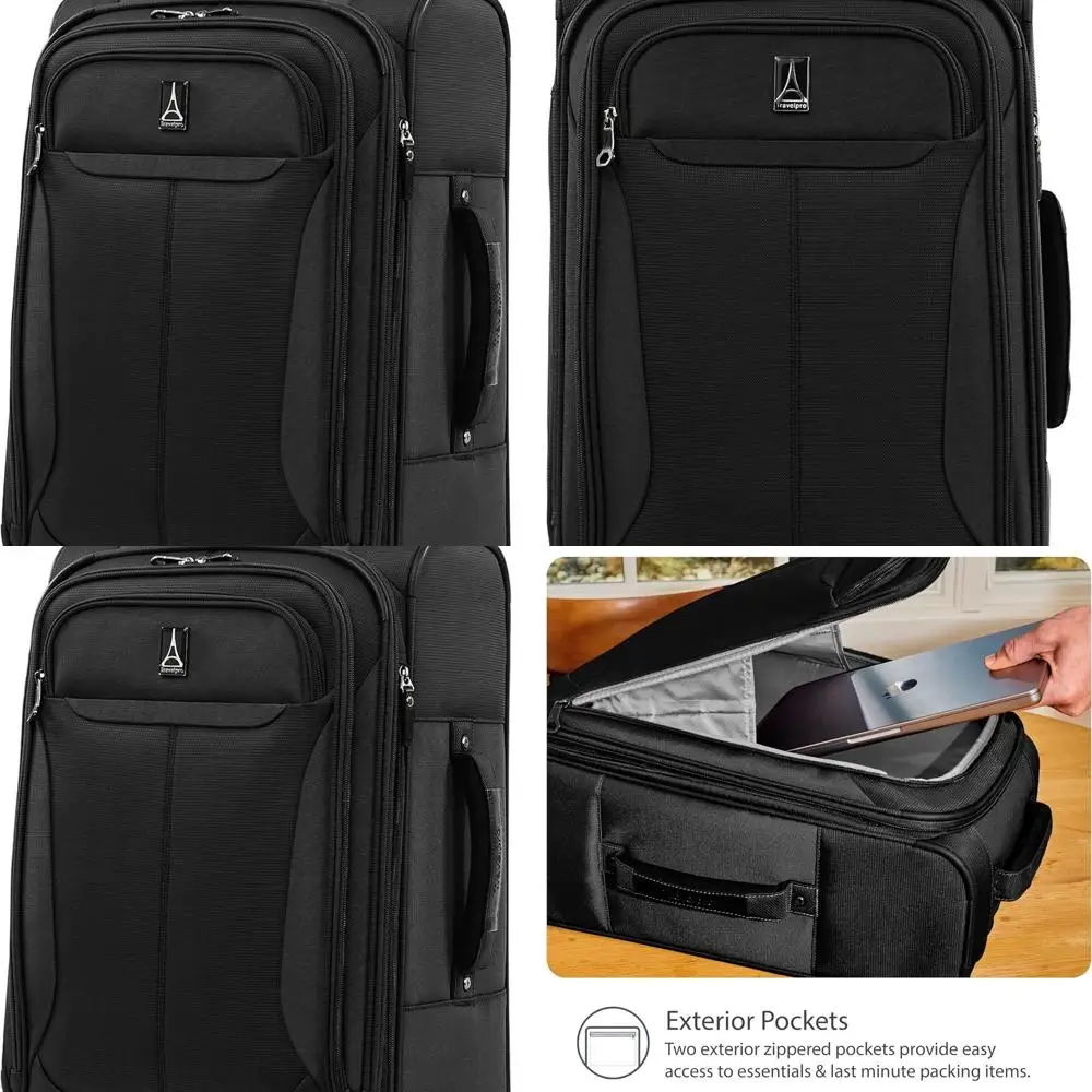 

Lightweight 21 Expandable 4-Wheel Spinner Carry-On Suitcase, Black