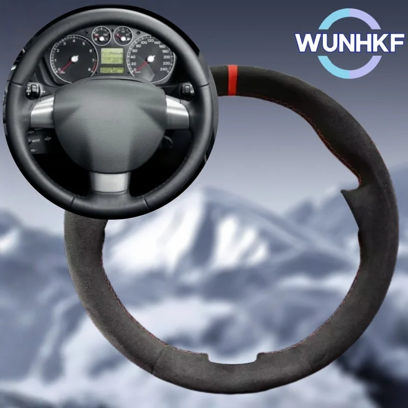 

Custom Car Steering Wheel Cover For Ford Focus 2 2005 2006 2007 2008-2011(3-Spoke) Suede Steering Wrap Car Interior Accessories