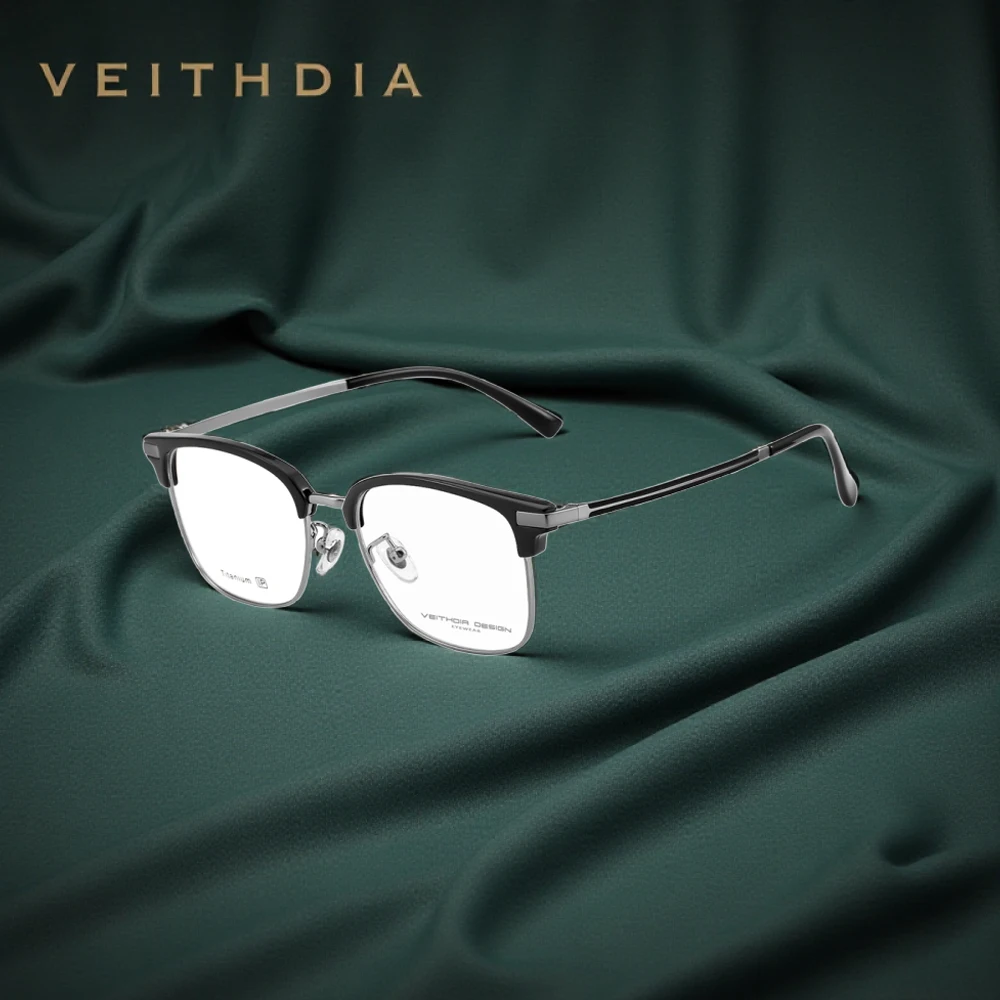 

VEITHDIA F8108 Винтажные модные очки в оправе из титанового сплава - компьютерные очки с блокировкой синего света в стиле ретро для мужчин и женщин