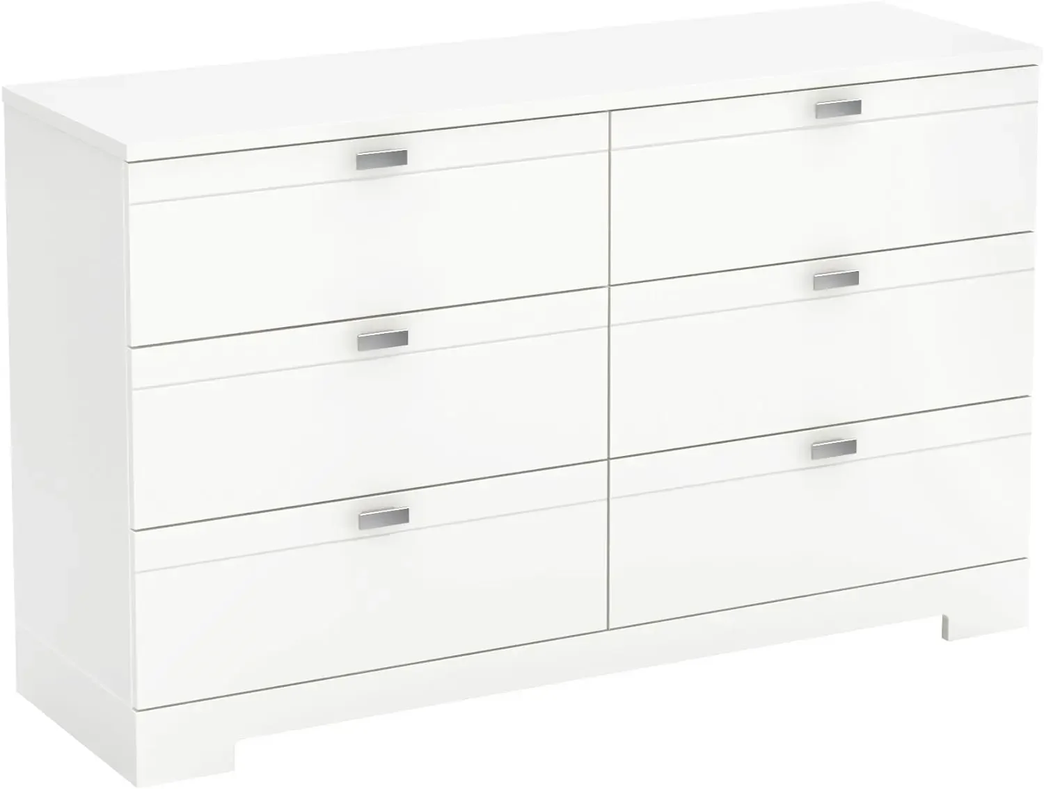 

Reevo 6-Drawer Double Dresser, Pure White with Matte Nickel Handles