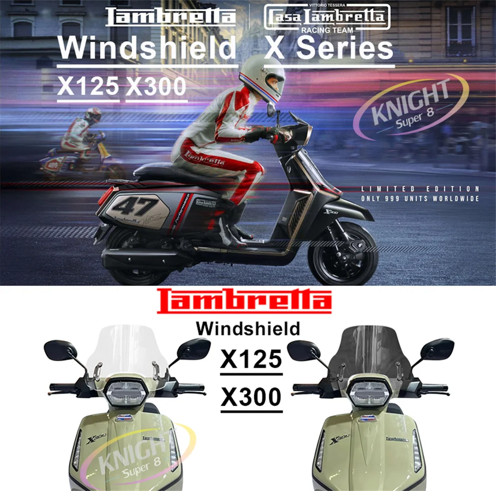 

Motorcycle Windshield Deflector Sunshade For LAMBRETTA X300GP X300GT X300 SR X250 X125 2024 2025 Scooter Accessories