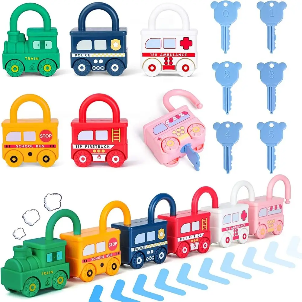 Plastic Lock Keys Car Toy Sensory For Children 1 2 3 Years Kids Early Learning Toys Number Matching Montessori Learning Tool Kid