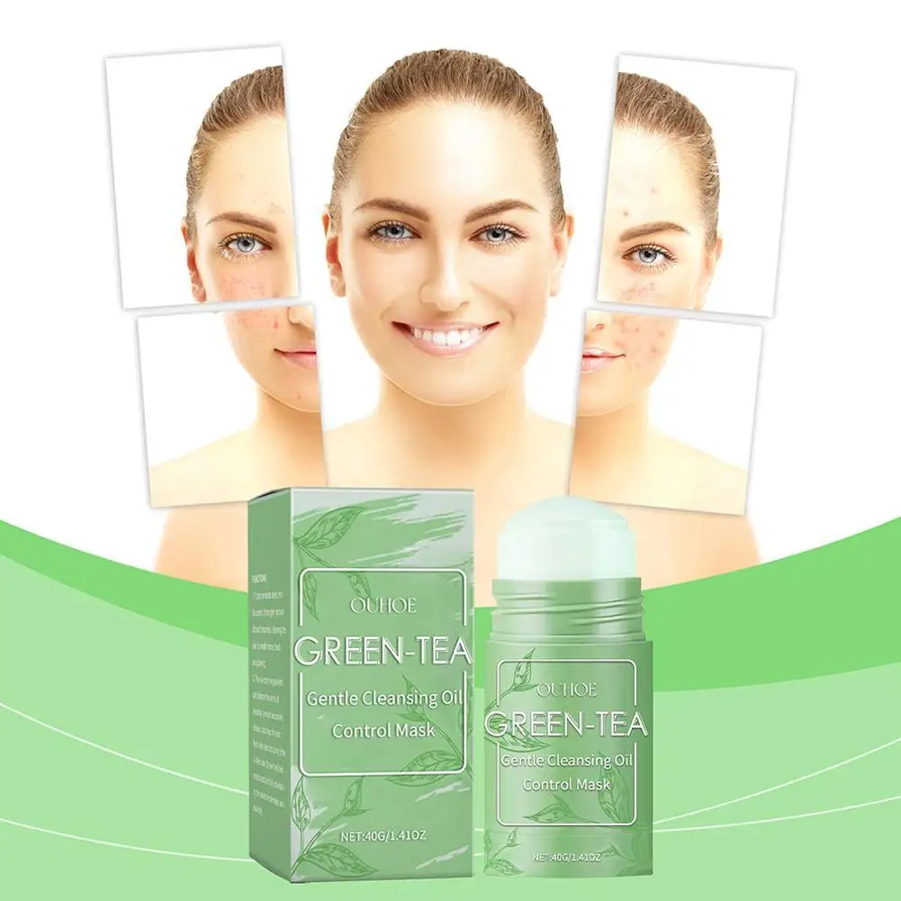 

40g Face Clean Mask Green Tea Cleansing Stick Mask Smear Acne Shrink Blackhead Moisturizing Deep Cleansing Mask Film Pore