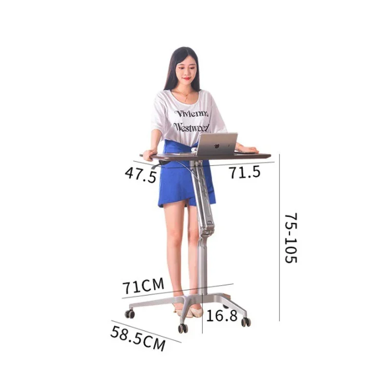 Ergonomic Gas Spring Height Adjustable Sit Stand Mobile Table Pneumatic Computer Desk