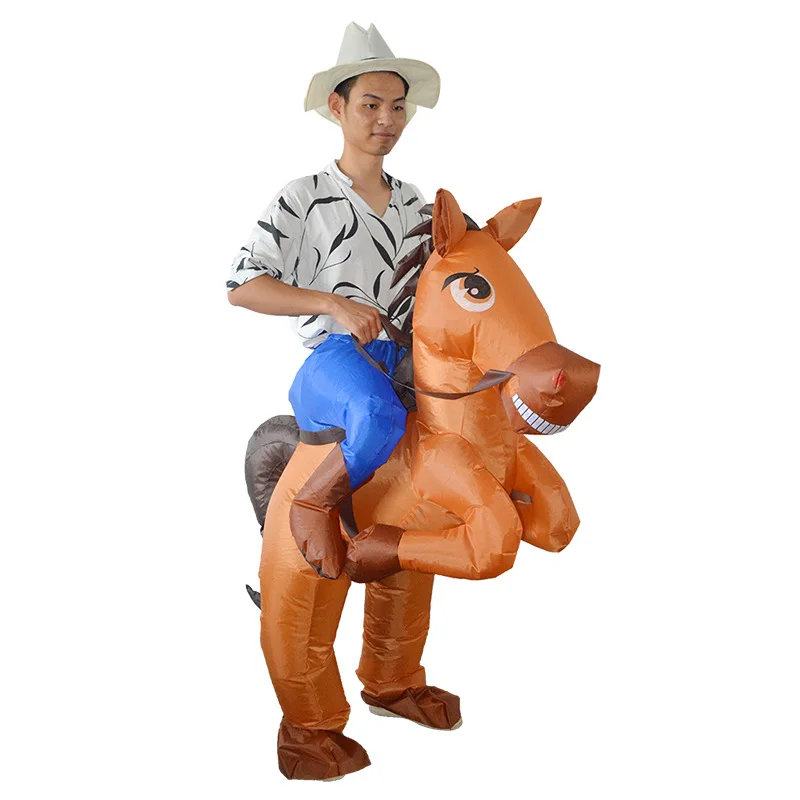 Halloween Hot Sale Horse Riding Big Tail Inflatable Costume Western Cowboy Park Attractions Party Performance Funny Outfit Props