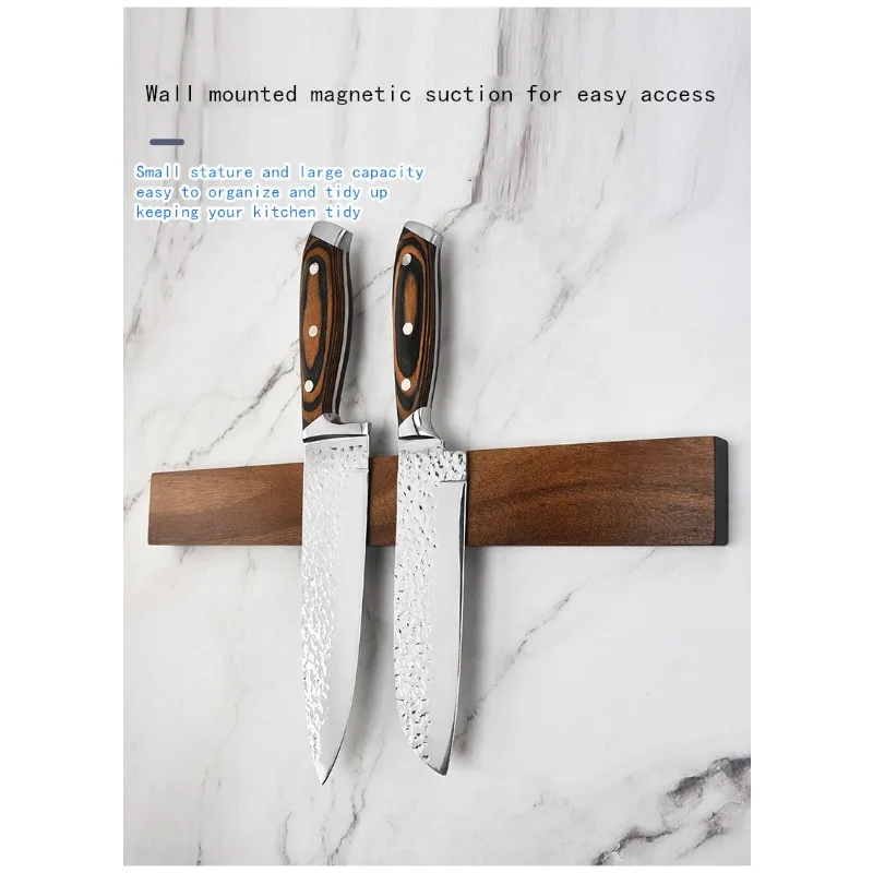 

Магнитный держатель для ножей из цельного дерева для кухни, без сверления, настенный магнитный держатель для инструментов, магнитная полка для хранения