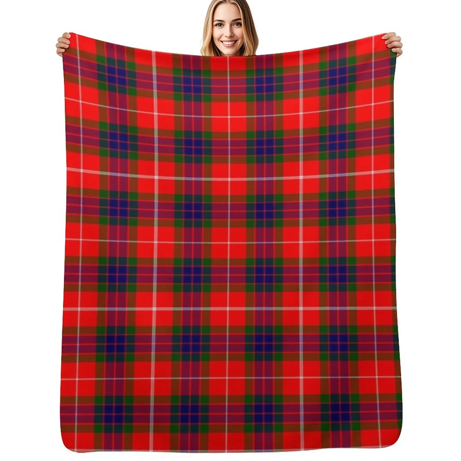 Clan Fraser Tartan Throw Blanket Cozy Napping Blanket Gift for Mom Dad
