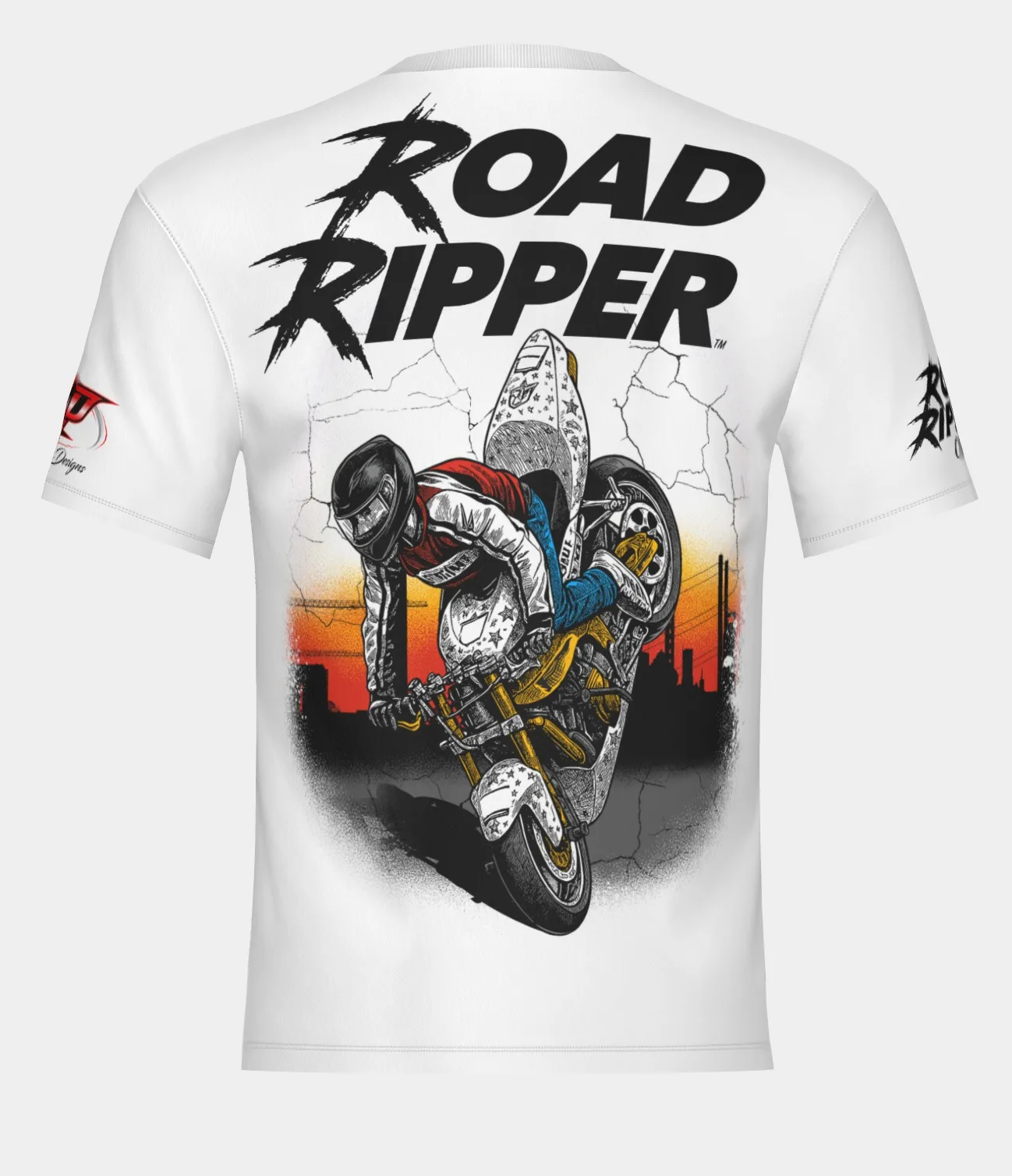 Men Short Sleeve Outdoor Shirt, Quick Dry & Breathable. Road Ripper Vintage Stunt Bike Graphic  Street Moto Fans Rider Meetups